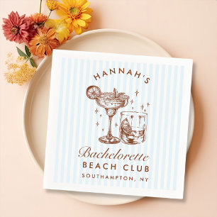 Retro Moderne Bachelorette Blauw Papier Servetten