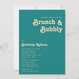 Rétro moderne Brunch Turquoise et Invitation Bub