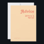 Rétro moderne | Carte de conseil Mariage à la crèm<br><div class="desc">Ce rétro moderne | carte de conseil mariage crème orange est parfait pour votre simple mariage d'été boho tropical vintage et coloré. Sa police bohème unique du milieu du siècle donne à ce design une ambiance minimaliste super hippie classique. Si vous cherchez un design qui présente des couleurs vives et...</div>