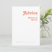 Rétro moderne | Carte de conseil Mariage corail (Debout devant)