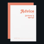 Rétro moderne | Carte de conseil Mariage corail<br><div class="desc">Ce rétro moderne | corail mariage est la carte conseil parfaite pour votre simple vintage, coloré, mariage d'été boho tropical. Sa police bohème unique du milieu du siècle donne à ce design une ambiance minimaliste super hippie classique. Si vous cherchez un design qui présente des couleurs vives et audacieuses pour...</div>