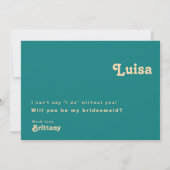 Rétro moderne | Carte de proposition Turquoise de  (Dos)