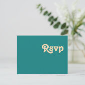 Rétro moderne | Carte postale Turquoise RSVP Weddi (Debout devant)