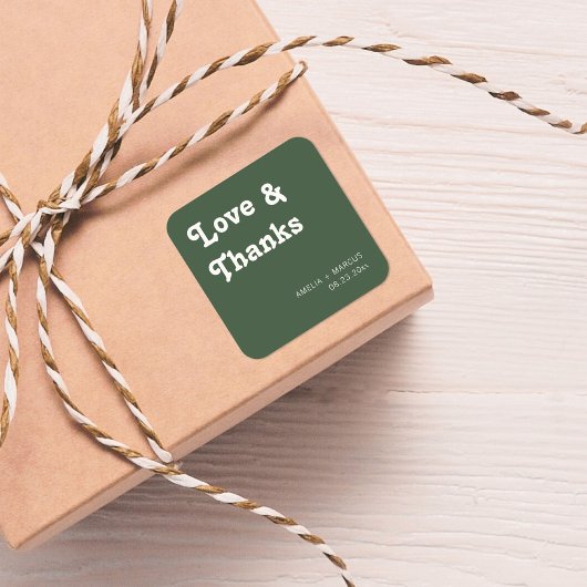 Retro moderne chique bruiloft dank u vierkante sticker