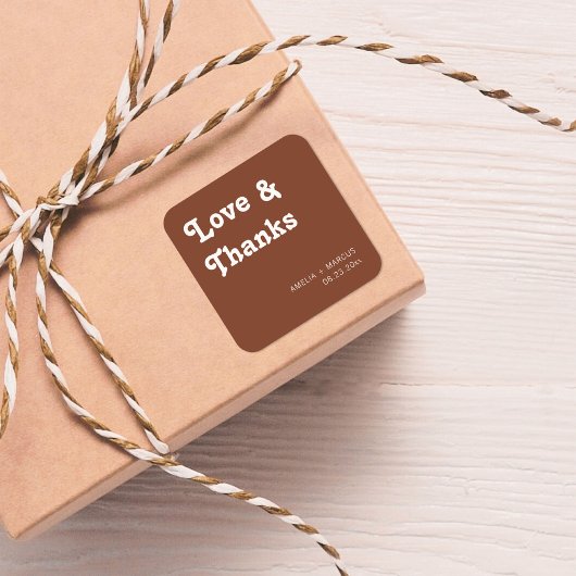 Retro moderne chique bruiloft dank u vierkante sticker