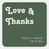 Retro moderne chique bruiloft dank u vierkante sticker (Voorkant)