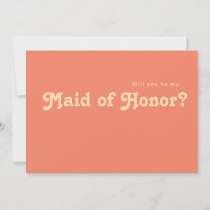 Rétro moderne   Coral Maid of Honor - Carte de pro