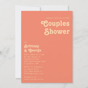 Rétro moderne   Couples de corail Invitation douch