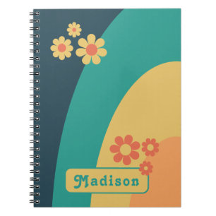 Retro Moderne Curve Daisy Naam Notitieboek