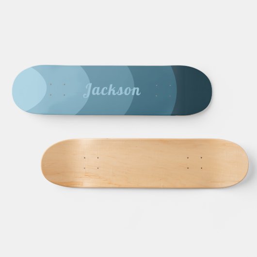 Retro Moderne Curven Blauw gepersonaliseerd Skateboard (Horizontaal)