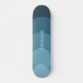 Retro Moderne Curven Blauw gepersonaliseerd Skateboard (Voorkant)