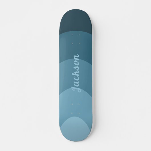 Retro Moderne Curven Blauw gepersonaliseerd Skateboard (Voorkant)