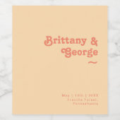 Rétro moderne | Étiquette de vin Mariage à la crèm (Étiquettes simples)