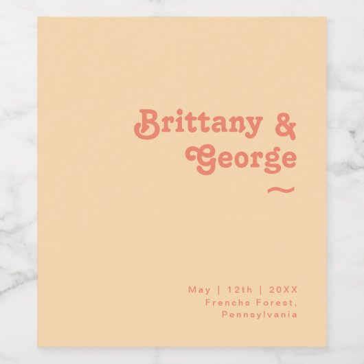 Rétro moderne | Étiquette de vin Mariage à la crèm (Étiquettes simples)