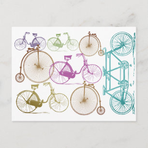 Retro Moderne Fiets Helder Kleur Neon Patroon Briefkaart