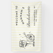 Retro Moderne Gele Cocktail Bachelorette Spandoek (Verticaal)