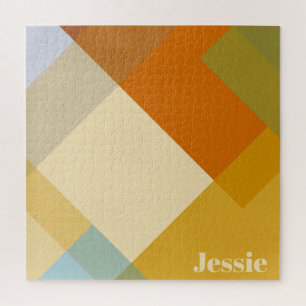 Retro-moderne geometrische kleurenblokken legpuzzel