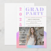 Retro Moderne Gradient Photo Graduation Party Kaart (Voorkant / Achterkant)