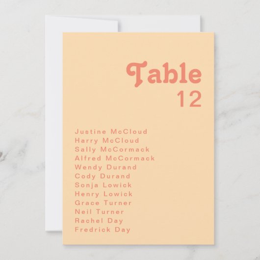 Rétro moderne | Graphique Numéro de table de crème (Devant)