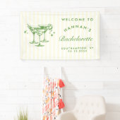 Retro Moderne Groene Cocktail Bachelorette Spandoek (Insitu)