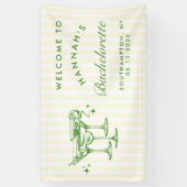 Retro Moderne Groene Cocktail Bachelorette Spandoek (Verticaal)