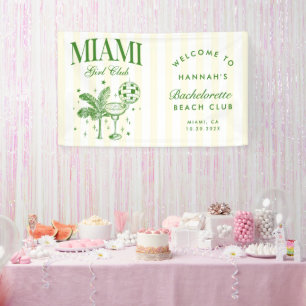 Retro moderne groene en gele Miami Bach-feest Spandoek