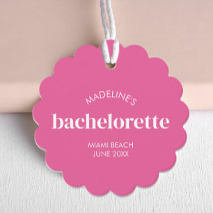 Retro Moderne Helder Roze Meisjesachtige Bachelore Bedankjes Labels