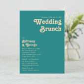 Rétro moderne | Invitation Mariage Turquoise Brunc (Debout devant)