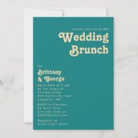 Rétro moderne | Invitation Mariage Turquoise Brunc