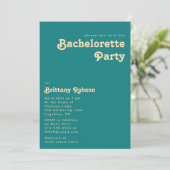 Rétro moderne | Invitation Turquoise Bachelorette  (Debout devant)