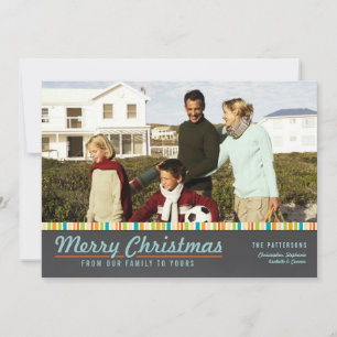 Retro Moderne Joyeux Noël Famille Carte photo