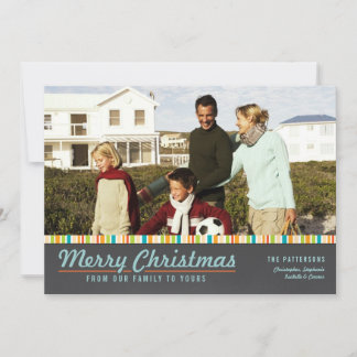 Retro Moderne Joyeux Noël Famille Carte photo