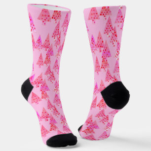 Retro Moderne kerstbomen, Pastel Roze Sokken