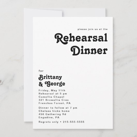 Retro Moderne Lecture Dîner Invitation (Devant)