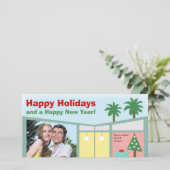 Rétro Moderne Maison Carte photo de vacances (Debout devant)