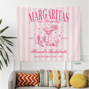 Retro Moderne Margaritas en Huwelijk Gestreept Bac Fleece Deken