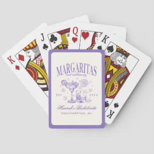 Retro Moderne Margaritas en Huwelijk Gestreept Bac Pokerkaarten