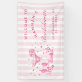 Retro Moderne Margaritas en Huwelijk Gestreept Bac Spandoek (Verticaal)