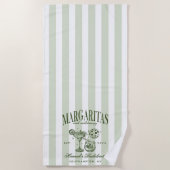 Retro Moderne Margaritas en Huwelijk Gestreept Bac Strandlaken (Voorkant)