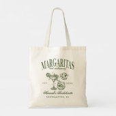 Retro Moderne Margaritas en Huwelijk Gestreept Bac Tote Bag (Achterkant)