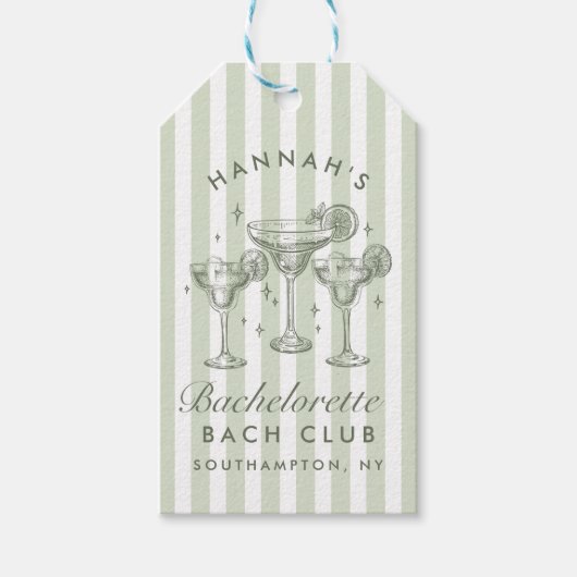 Retro Moderne Margaritas en Huwelijk Gestreepte Ba Cadeaulabel (Voorkant)