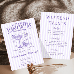 Retro Moderne Margaritas en Huwelijk Gestreepte Ba Kaart