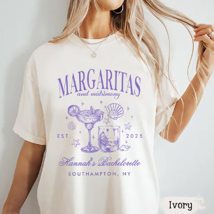 Retro Moderne Margaritas en Huwelijk Gestreepte Ba T-shirt