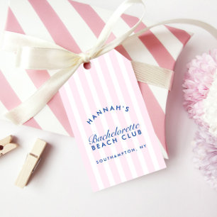 Retro Moderne Marine & Roze Bachelorette Cadeaulabel