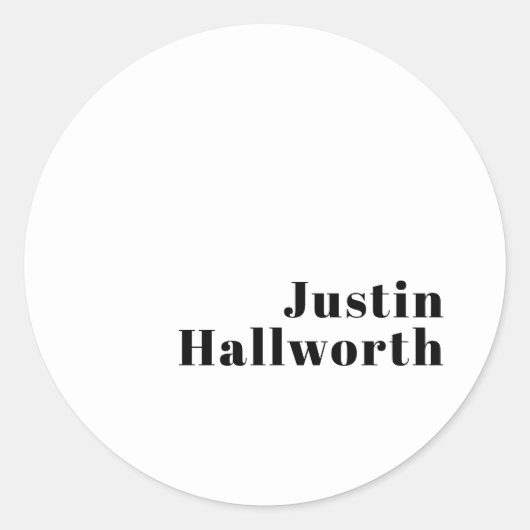 Retro Moderne Minimale Naam of Zakelijke Sjabloon Ronde Sticker (Voorkant)