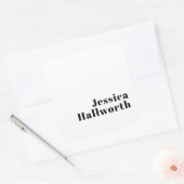 Retro Moderne Minimale Naam of Zakelijke Sjabloon Vierkante Sticker (Envelop)
