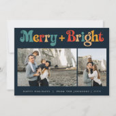 Retro Moderne Minimalistische Kerstdrie Foto Feestdagenkaart (Voorkant)