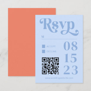 Retro Moderne Minimalistische Perzik en Blauwe Bru RSVP Kaartje