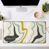 Retro Moderne Monnaie Abstraite Noir Marbre Or Swi