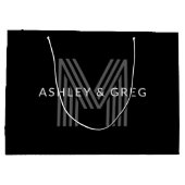 Retro Moderne Naam/Naam Bewerkbaar Monogram Zwart  Groot Cadeauzakje (Achterkant)